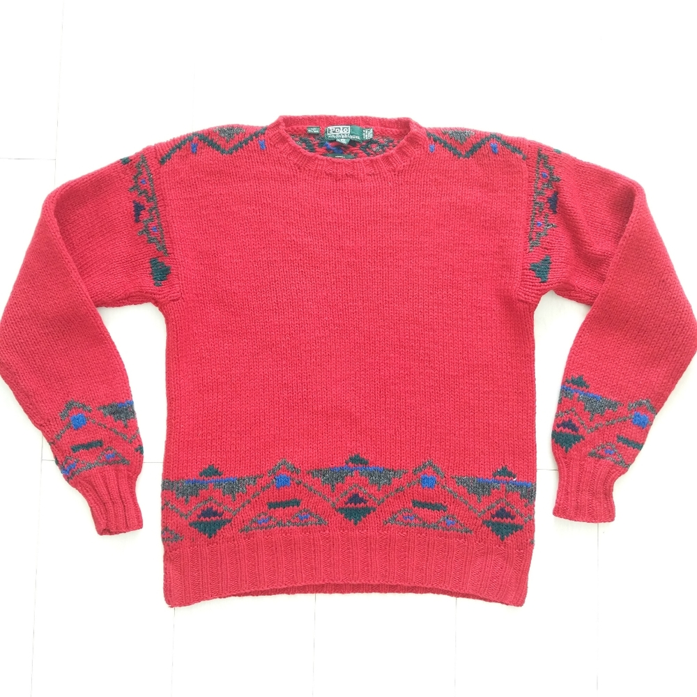 Vintage Polo by Ralph Lauren Red Wool Boys Sweater